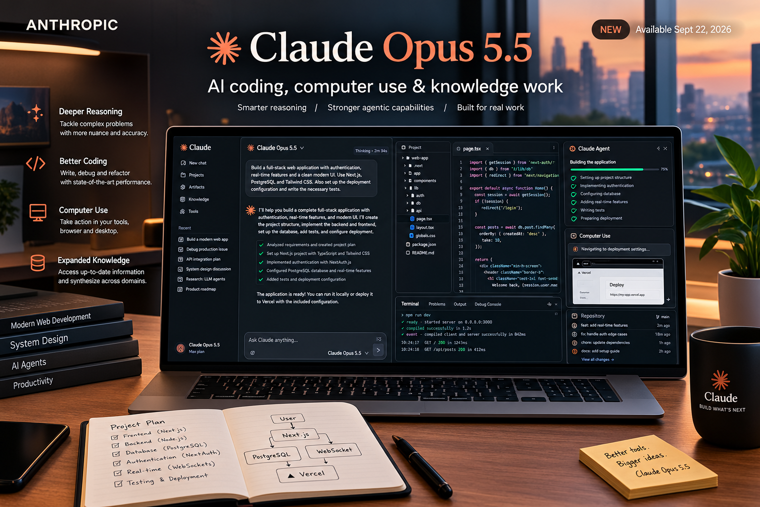 Claude Opus 5.5 AI model by Anthropic designed for coding, agents and professional knowledge work