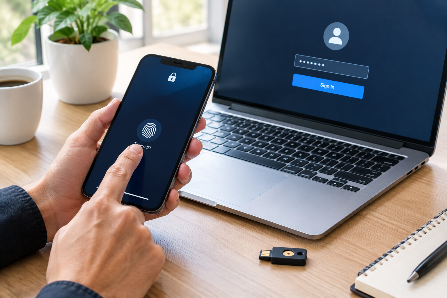 Passkey sign-in on a smartphone replacing a traditional password